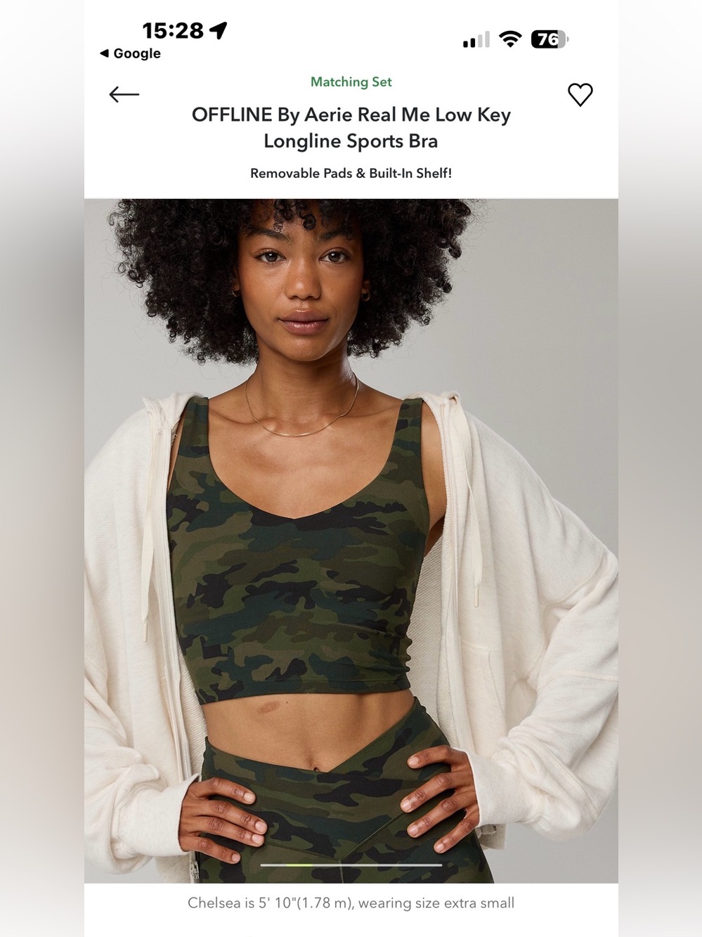 Offline by Awrie Real Me Low Key Longline Sports Bra - Green Camo